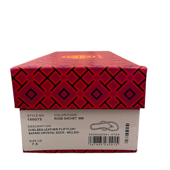 TORY BURCH Chelsea Leather Flip Flop Thong Sandals Rose Sachet Pink Size 7.5 NEW - Picture 7 of 14